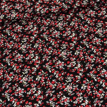 Viskózový úplet 4577/01, červeno-bílé květinky na černé, š.150cm (látka v metráži)