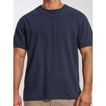 Sinsay - Tričko s příměsí lnu - námořnická modrá - 7349F-59X - 7349F-59X-M