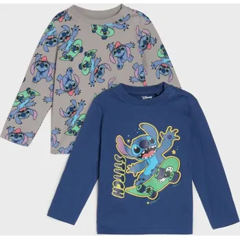 Chlapecké tričko Sinsay - 2 balení triček s dlouhým rukávem Stitch - námořnická modrá - 735EM-59X - 735EM-59X-86