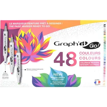 Akrylové fixy GRAPH'IT oboustranné Brush & Fine, 48ks Mystery Coloring