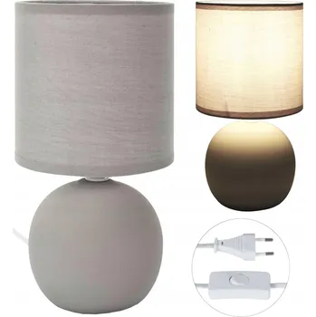 Lampička Stolní lampa ORBA šedá 25 cm kulatá moderní do ložnice noční stínidlo