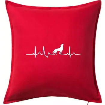 Polštář Vlk ekg - Polštář 50x50 - 50x50 - Pouze potah ( Červená )