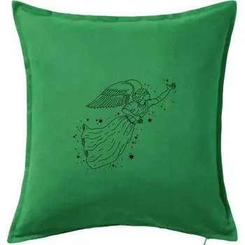 Polštář Anděl letící - Polštář 50x50 - 50x50 - Včetně výplně ( Středně zelená )
