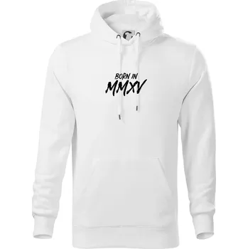 Pánská mikina Born in - Římské číslo 2015 - Mikina pánská Cape s kapucí - 5XL ( Bílá )