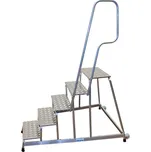 Montážní schůdky z hliníku, 5 stupňů, se zábradlím a kolečky