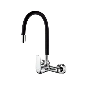 Vodovodní baterie Kuchinox ELZA nástěnná umyvadlová baterie s flexibilním výtokem chrom černá