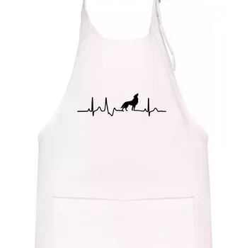 Kuchyňská zástěra Vlk ekg - Dětská zástěra na vaření - Univerzální velikost ( Bílá )