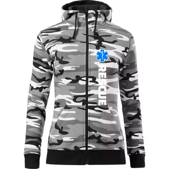 Dámská mikina Rescue - pro záchranáře - Dámská mikina trendy zipper s kapucí - S ( Šedý maskáč )