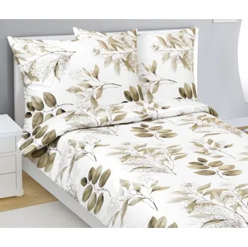 Povlečení Bellatex Povlečení bavlněný satén, Hnědé listy - 140x200, 70x90cm