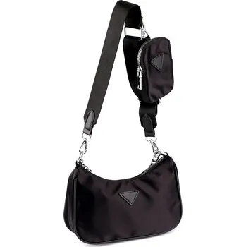 Kabelka Kabelka nylonová 2v1 se stříbrným řetízkem 26x16 cm