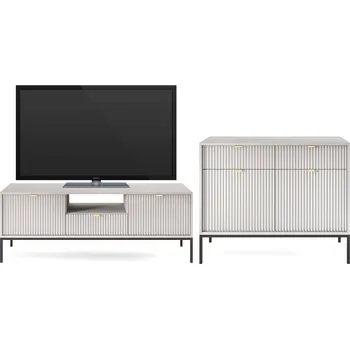 Obývací stěna Obývací sestava 2.6 m šedá Nova Černé nohy / zlatý úchytky