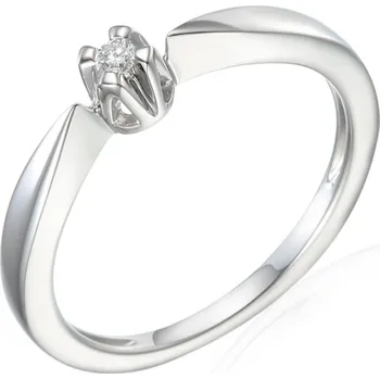 Prsten Gems, Neobvyklý diamantový prsten Libby, bílé zlato s briliantem, vel. 51, prům. 16.2 mm, 585-38-1-2153.1B00.0.51.HSI.000