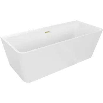 Vana Mexen Volta volně stojící přístěnná vana 150 x 75 cm, bílá, přepad zlatý kartáčovaný - 51131507500-55 Volně stojící vany