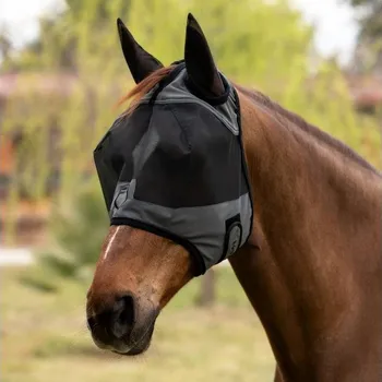 Koňská maska proti hmyzu Maska proti hmyzu EQUESTRO Logo asphalt (S)