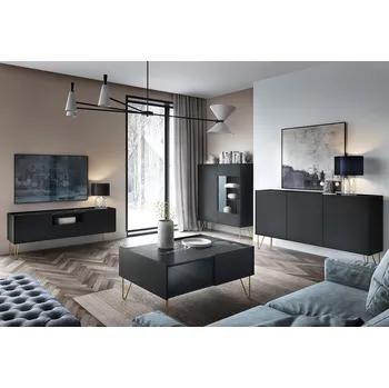 Obývací stěna Obývací sestava I černý grafit / černý royal mramor Harmony