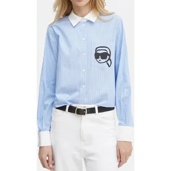 Dámská košile Dámská zkrácená košile Karl Lagerfeld - Velikost S, Barva Modrá 56260 A1W11037