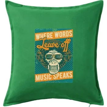 Polštář Music speaks - Polštář 50x50 - 50x50 - Včetně výplně ( Středně zelená )