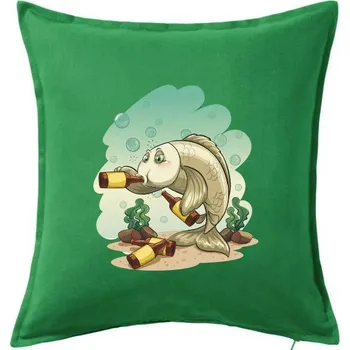 Polštář Opilá ryba - Polštář 50x50 - 50x50 - Včetně výplně ( Středně zelená )