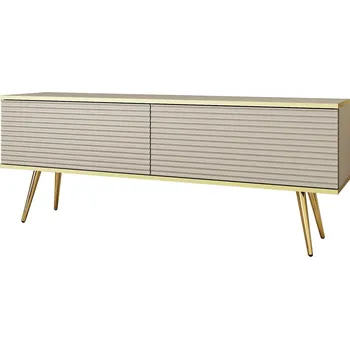 Televizní stolek TV stolek RTV 135 MDF béžový, zlaté nohy Oro