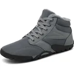 Zimní barefoot boty – teplé kotníkové sněhule na turistiku Barva: Šedá, Velikost: 40