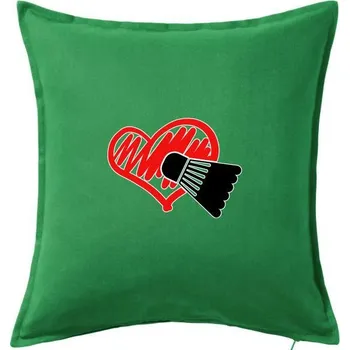Polštář Badminton srdce - Polštář 50x50 - 50x50 - Pouze potah ( Středně zelená )