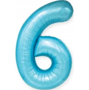 Balónek SUPER Fóliový Balón Číslice 6 Modrý 450048 100cm číslo narozeniny oslava