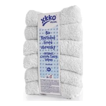 Papírový ubrousek XKKO Organic bavlněné froté ubrousky - Bílé 21 x 21 - 6 ks