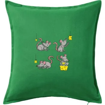 Polštář Myš a sýr - Polštář 50x50 - 50x50 - Pouze potah ( Středně zelená )