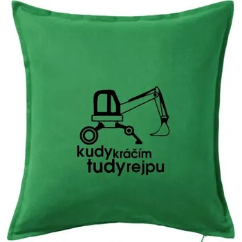 Polštář Kudy kráčím tudy rejpu - kráčivý bagr - Polštář 50x50 - 50x50 - Pouze potah ( Středně zelená )