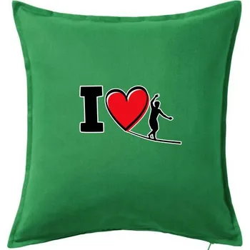 Polštář I love slackline - Polštář 50x50 - 50x50 - Včetně výplně ( Středně zelená )