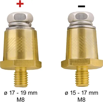 Redukce terminálů M8 na terminály autobaterie se závitem a šroubem M8 (pár)