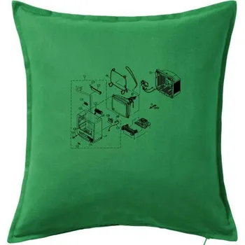 Polštář Nákres stará CRT televize - Polštář 50x50 - 50x50 - Pouze potah ( Středně zelená )