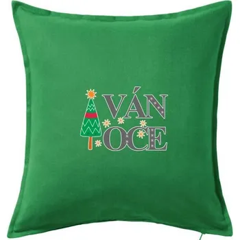 Polštář Napis Vánoce se stromkem - Polštář 50x50 - 50x50 - Pouze potah ( Středně zelená )