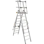 Plošinový vozík FlexxStep z hliníku, 5 příčlí, teleskopická nástavba se 2 příčlemi