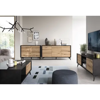 Obývací stěna Obývací sestava II evoke dub / černá Diamond