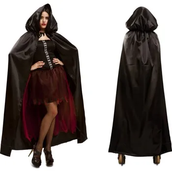 Karnevalový kostým Plášť s kapucí černý s červenou podšívkou VI01958x Velikost M/L 42-44