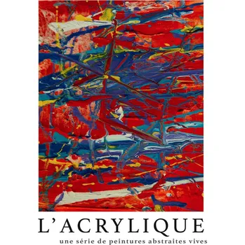 Plakát Plakát, Obraz - L'acrylique No.8 (Modern Abstract Painting in Red)