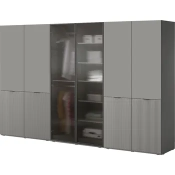 Šatní skříň Skříň Nova 6D šedý platinový Sandbox