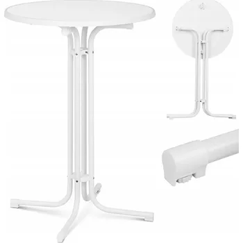 Jídelní stůl BAROVÝ STŮL KULATÝ VYSOKÝ SKLÁDACÍ PRŮM. 80 CM VÝŠKA 110 CM BÍLÝ 1 KS