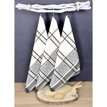 Utěrka Luxusní kuchyňské utěrky, SOLE GREY Egyptská bavlna set 3 ks