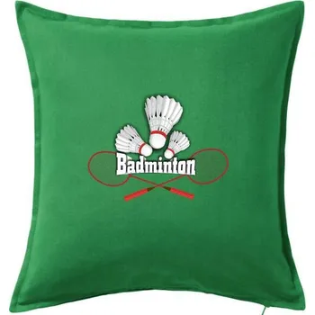 Polštář Badminton - nápis s košíky - Polštář 50x50 - 50x50 - Pouze potah ( Středně zelená )