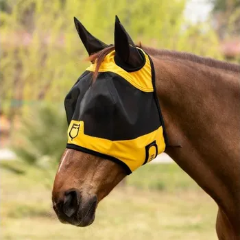 Koňská maska proti hmyzu Maska proti hmyzu EQUESTRO Logo yellow (S)