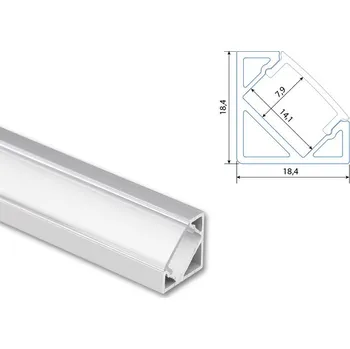 LED páska MCLED Rohový hliníkový profil RJ, 19x19mm, včetně čirého difuzoru, 200cm