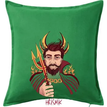 Polštář Hříšník malovaný (Pecka design) - Polštář 50x50 - 50x50 - Včetně výplně ( Středně zelená )