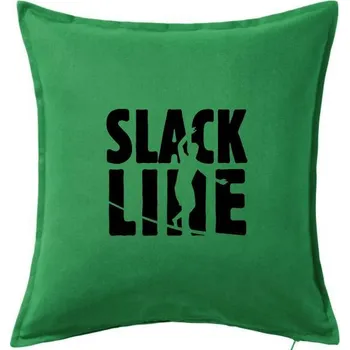 Polštář Slackline nápis - Polštář 50x50 - 50x50 - Včetně výplně ( Středně zelená )