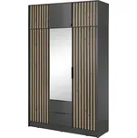Skříň 3D se zrcadlem a antresolí grafit Nelly