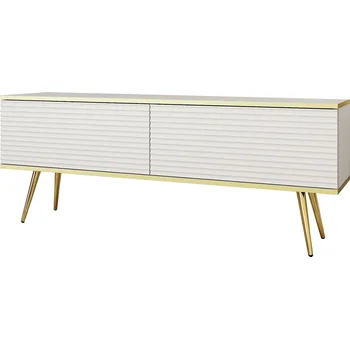 Televizní stolek TV stolek RTV 135 MDF bílý, zlaté nohy Oro