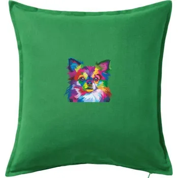 Polštář Čivava barevná - Polštář 50x50 - 50x50 - Pouze potah ( Středně zelená )