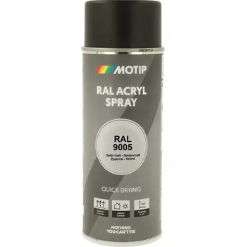 Barva ve spreji Motip akrylová rychleschnoucí barva RAL 9005 černa polomatná ve spreji 400 ml