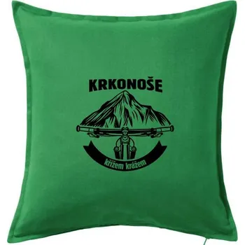 Polštář Krkonoše křížem krážem - Polštář 50x50 - 50x50 - Včetně výplně ( Středně zelená )